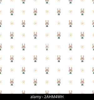 Modèle sans couture avec cute bunny concept dans le fond blanc Illustration de Vecteur