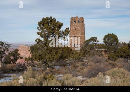 Desert View Watchtower sur la rive sud du Grand Canyon en Arizona Banque D'Images