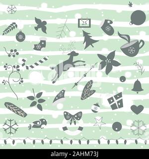 Joyeux Noël Collection de divers éléments pour la création de schémas simples, les textiles, etc. Vector Illustration Illustration de Vecteur