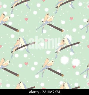 Dessiné à la main avec motif transparent beautiful couple d'oiseaux assis sur une branche.Idéal pour mariage cartes, cartes postales, t-shirts, suite nuptiale invitations, broch Illustration de Vecteur