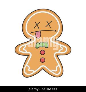 Vacances de Noël Pain d'épice Cookie Personnage Illustration de Vecteur