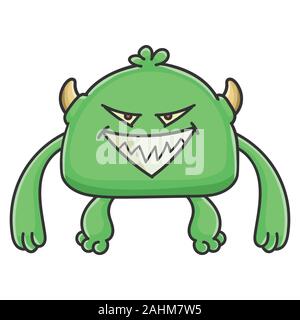 Green Goblin cartoon monster isolated on white Illustration de Vecteur