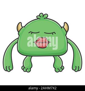 Green Goblin cartoon monster isolated on white Illustration de Vecteur