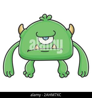 Green Goblin cartoon monster isolated on white Illustration de Vecteur
