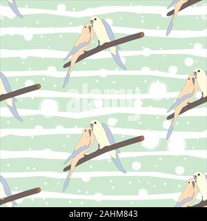 Dessiné à la main avec motif transparent beautiful couple d'oiseaux assis sur une branche.Idéal pour mariage cartes, cartes postales, t-shirts, suite nuptiale invitations, broch Illustration de Vecteur