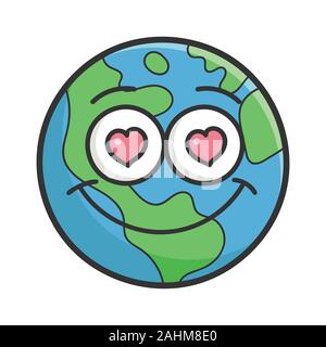 Dans l'amour la planète terre cartoon illustration isolé sur fond blanc Illustration de Vecteur