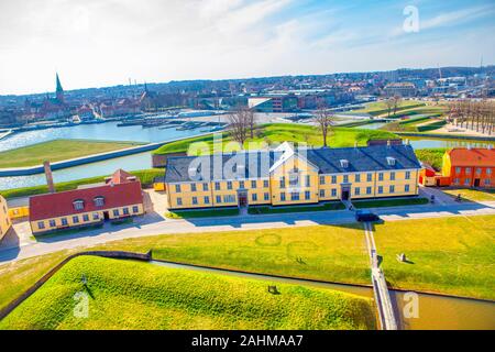 Vue aérienne de la ville de Helsingor au Danemark Banque D'Images