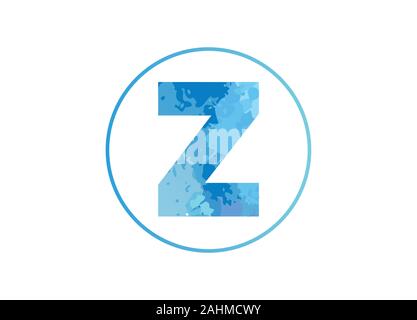 La couleur de l'eau élégant simple Logo Icône Symbole signe Lettre, aquarelle ou quarreler lettre bleue Illustration de Vecteur
