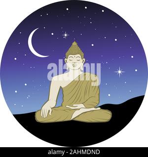 Bouddha et nuit de étoile Illustration de Vecteur