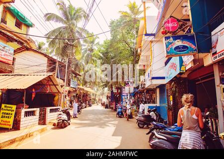 Dans Arambol Goa, Inde, Février 1st, 2019 : rue Arambol Banque D'Images