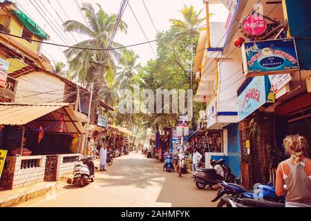 Dans Arambol Goa, Inde, Février 1st, 2019 : rue Arambol Banque D'Images