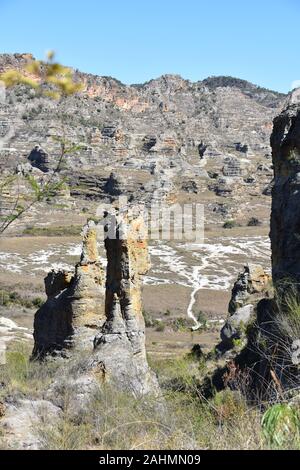 La formation des montagnes dans le parc de l'Isalo à Madagascar Banque D'Images