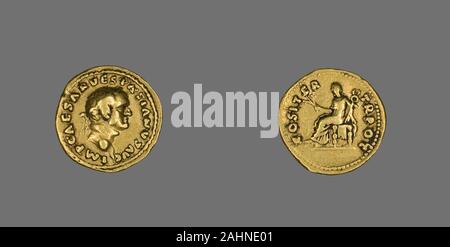 Ancienne cité romaine. Aureus (Coin) représentant l'empereur Vespasien. 70 AD. L'Empire romain. L'or Banque D'Images