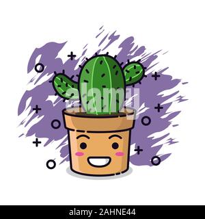 Vector mignon petit personnage plante dans le vase Banque D'Images