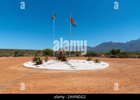 Swellendam, Western Cape, Afrique du Sud, décembre 2019. Entrée du Parc National de Bontebok sur la Garden Route Banque D'Images