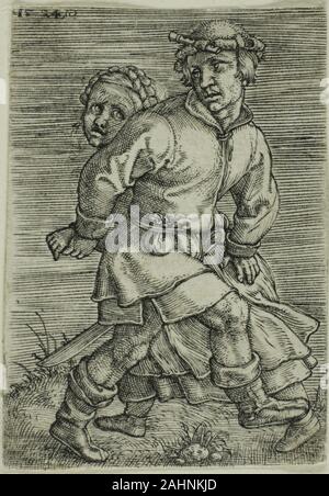 Barthel Beham. Couple de paysans. 1524. L'Allemagne. Gravure en noir sur papier vergé ivoire Banque D'Images