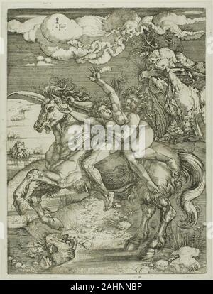 Hieronymous Hopfer. Enlèvement de Proserpine sur une licorne. 1520-1550. L'Allemagne. Gravure sur bois sur papier blanc Banque D'Images