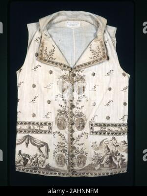 Gilet. 1790-1800. La France. Du coton, à armure toile, imprimé en taille-douce Banque D'Images