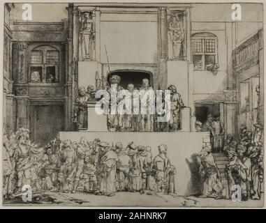 Rembrandt van Rijn. Le Christ présenté au peuple plaque oblongue. 1655. La Hollande. Pointe sèche sur papier vergé ivoire Banque D'Images