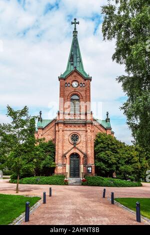 Vue de la façade de l'église à Jyväskylä, dans le centre de la Finlande. Banque D'Images