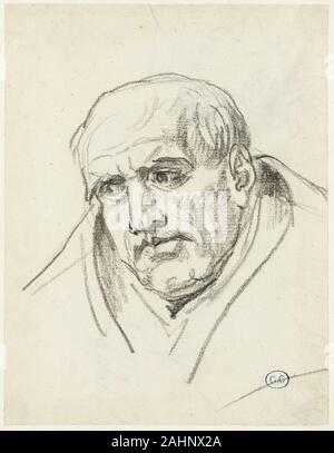 Jacques Louis David. Buste d'un vieil homme. 1805-1815. La France. Crayon noir, sur papier vergé blanc cassé, edge monté sur vélin crème Banque D'Images