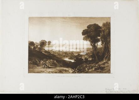 Joseph Mallord William Turner. Jonction de la Severn et de la Wye, la plaque 28 Liber Studiorum. 1811. L'Angleterre. Eau-forte et aquatinte avec la roulette sur vélin ivoire Banque D'Images