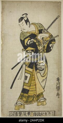 Okumura Masanobu. L'Acteur Ichikawa Danjuro II comme Soga no Goro. 1723-1733. Le Japon. À la main, gravure sur bois ; hosoban, l'urushi-e Banque D'Images