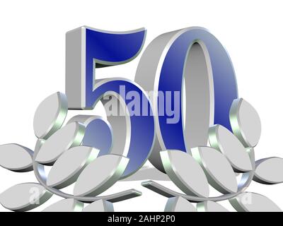 50 ans, anniversaire, les feuilles de laurier, 3d illustration Banque D'Images