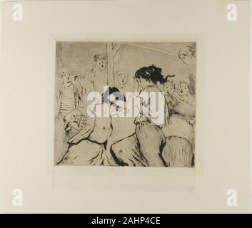 Gaston La Touche. À partir de la plaque de l'Assommoir (deux femmes qui luttent, avec les spectateurs). 1878. La France. Pointe sèche et la plaque sur ton papier vergé ivoire Banque D'Images