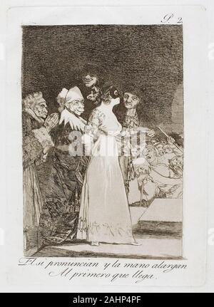 Francisco José de Goya y Lucientes. Ils disent "oui" et de donner leur part de la première venue, deux plaques de Los Caprichos. 1797-1799. L'Espagne. Eau-forte et aquatinte sur papier vergé ivoire Banque D'Images