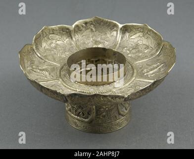 Lotus-Shaped autel reposer le bol. 1701-1800. Le Tibet. Silver Banque D'Images