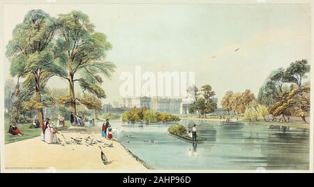 Thomas Shotter Boys. Buckingham Palace à partir de St.James Park, la plaque de 11 vues de Londres original tel qu'il est. 1842. L'Angleterre. La main, lithographie sur papier Banque D'Images