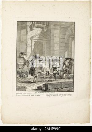 Jean Baptiste Tilliard, I. Sortie de collège, des jeux de l'Oursin vert de Paris. 1770. La France. Gravure sur papier vergé ivoire Banque D'Images