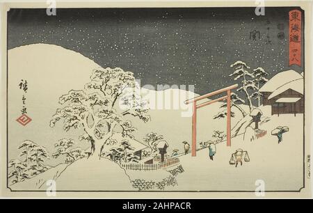 Utagawa Hiroshige. Seki-No 48, de la série Cinquante-trois Stations du Tokaido (Tokaido gojusan tsugi), également connu sous le nom de Reisho Tokaido. 1842-1857. Le Japon. Woodblcok ; impression couleur oban Banque D'Images