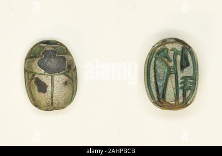 Egypte antique. Le Dieu Ptah Scarab avec Ma'à plume et Djed-Pillar. 1550-1295 av. J.-C.-B. L'Égypte. Stéatite émaillée Banque D'Images