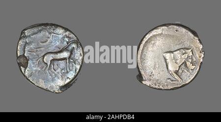 Le grec ancien. Tetradrachme (Coin) illustrant Quadriga et conducteur. 460-430 av. J.-C.-B. La Grèce. Silver Banque D'Images