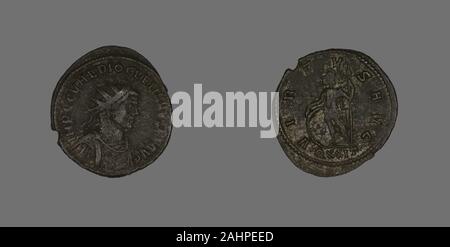 Ancienne cité romaine. Antoninien (Coin) représentant l'empereur Dioclétien. 285 AD. L'Empire romain. Billon Banque D'Images