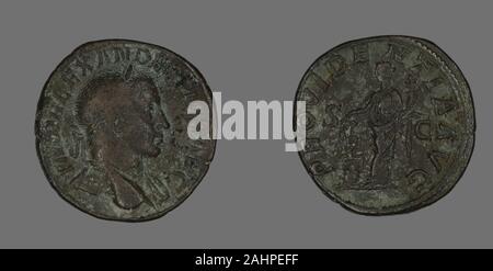 Ancienne cité romaine. Sesterce (Coin) représentant l'Empereur Severus Alexander. 232 AD. L'Empire romain. Le Bronze Banque D'Images