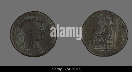 Ancienne cité romaine. Sesterce (Coin) représentant l'Empereur Severus Alexander. 223 AD. L'Empire romain. Le Bronze Banque D'Images