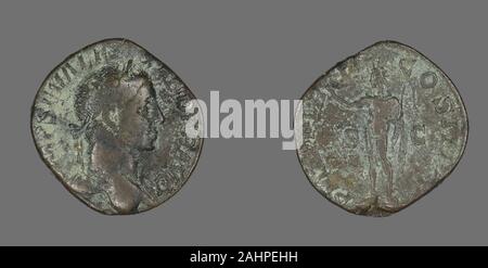 Ancienne cité romaine. Sesterce (Coin) représentant l'Empereur Severus Alexander. 230 AD. L'Empire romain. Le Bronze Banque D'Images