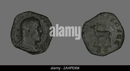 Ancienne cité romaine. Sesterce (Coin) Représentant Philippe l'Arabe. 248 AD. L'Empire romain. Le Bronze Banque D'Images