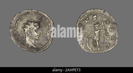 Ancienne cité romaine. Antoninien (Coin) représentant l'Empereur Trébonien Galle. 252 AD. L'Empire romain. Silver Banque D'Images