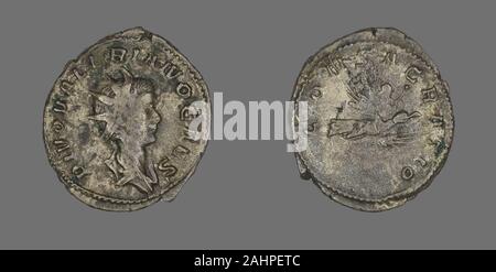 Ancienne cité romaine. Antoninien (Coin) représentant l'empereur Valérien II. 259 AD. L'Empire romain. Billon Banque D'Images