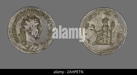 Ancienne cité romaine. Antoninien (Coin) représentant l'empereur Dèce. 249 AD. L'Empire romain. Silver Banque D'Images