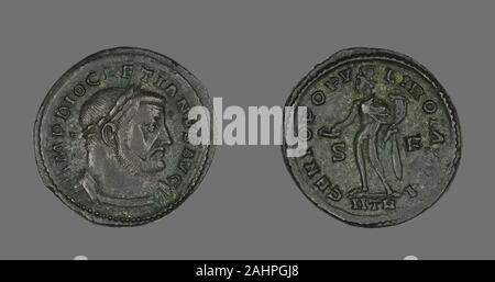 Ancienne cité romaine. Médaille représentant l'empereur Dioclétien. AD 302-303 AD. Trèves. Le Bronze Banque D'Images