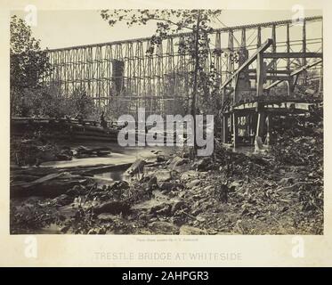 George N. Barnard. Pont sur chevalets Whiteside. 1864. United States. L'albumine, planche 4 de l'album vues photographiques de la campagne Sherman (1866) Banque D'Images