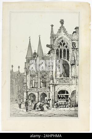 Samuel Prout. Hôtel de Ville, au Nouveau-Brunswick. 1833. L'Angleterre. Lithographie en noir sur chine ivoire grisâtre, fixées sur papier vélin ivoire Banque D'Images