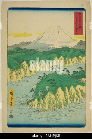 Utagawa Hiroshige. Lac à Hakone Hakone kosui (pas), de la série trente-six vues du Mont Fuji (Fuji sanjurokkei). 1858. Le Japon. Estampe oban couleur ; Banque D'Images