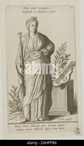 Johann Theodor de Bry. Erato, muse de la poésie lyrique, la plaque 11 de Parnassus biceps. 1601. Francfort-sur-Oder. Gravure en noir sur papier vergé ivoire Banque D'Images