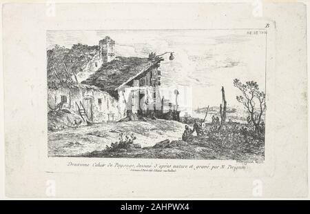 Nicolas Pérignon. Paysage, à partir de la deuxième cahier de paysage. 1772. La France. Gravure sur bois sur papier blanc cassé Banque D'Images